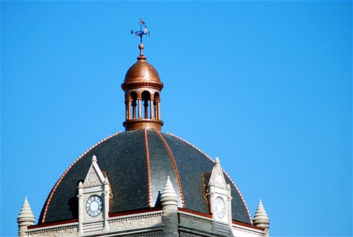 Copper cupola, finial, and weathervane of the Historic Fayette County Courthouse, Lexington, KY 2017